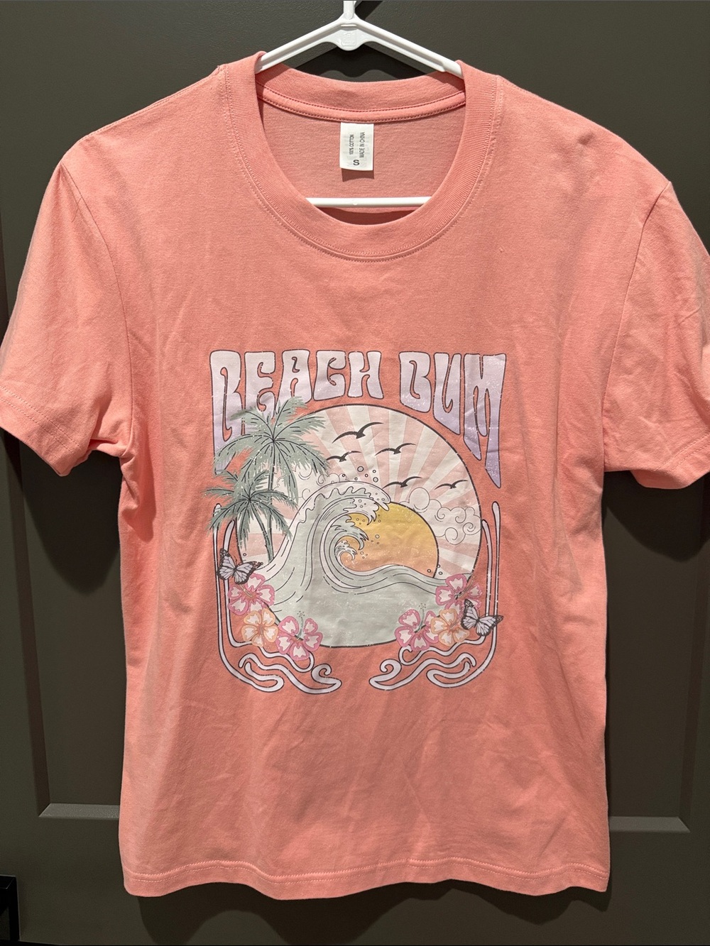 Coral Pink 'Beach Bum' Graphic Tee